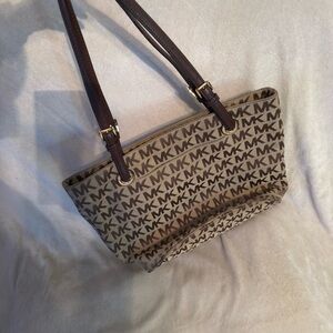 Michael Kors Brown & Beige MK Signature Tote
